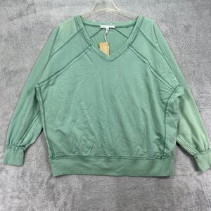 Jane Delancey Sweatshirt Womens Medium Mint Green Knit Cotton Raglan Sleeve